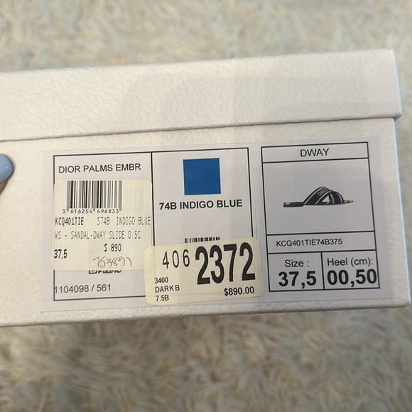 Christian Dior palms blue color size 7.5 slides - Picture 3 of 6